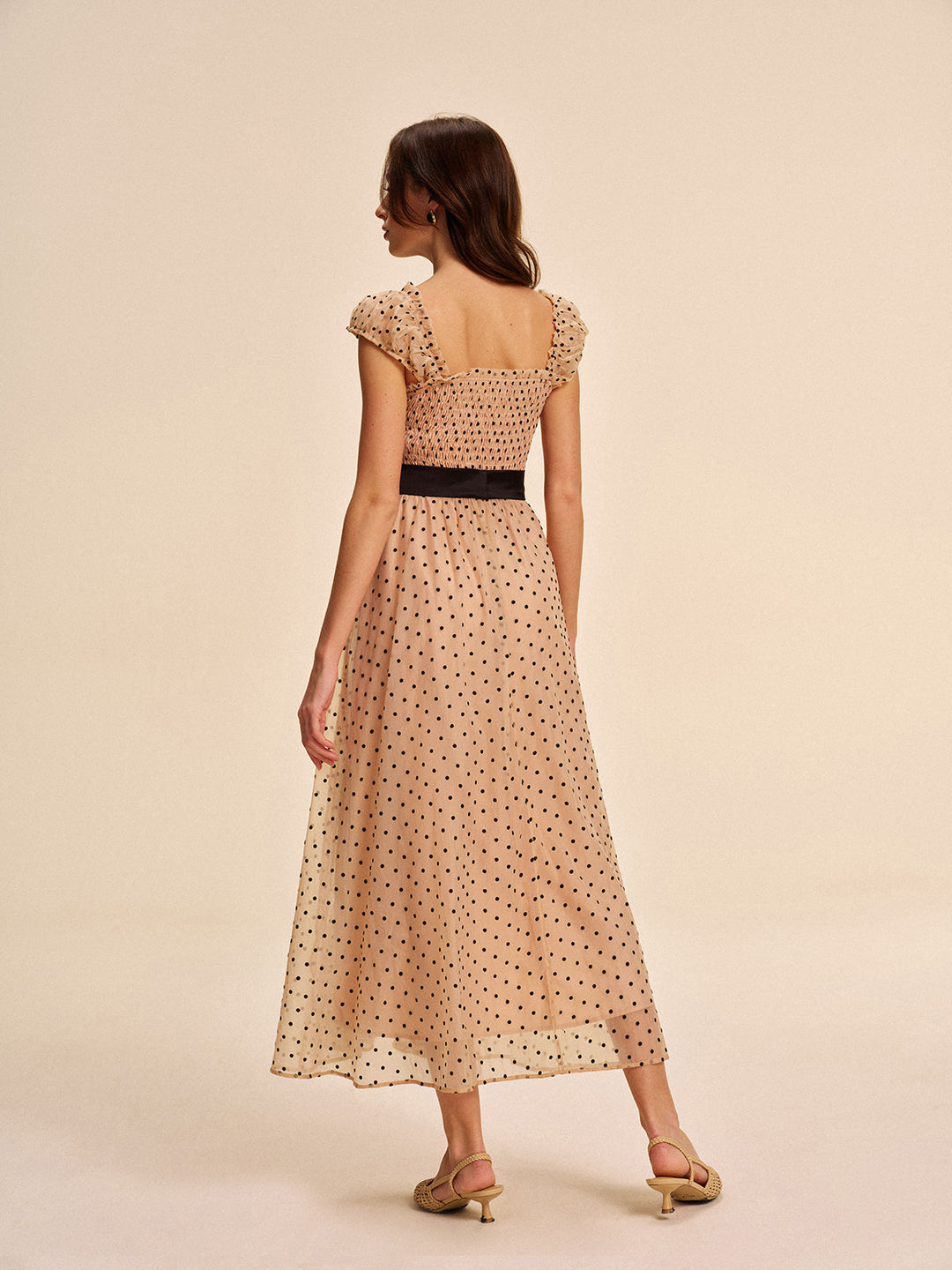 Robe à pois avec ceinture amovible