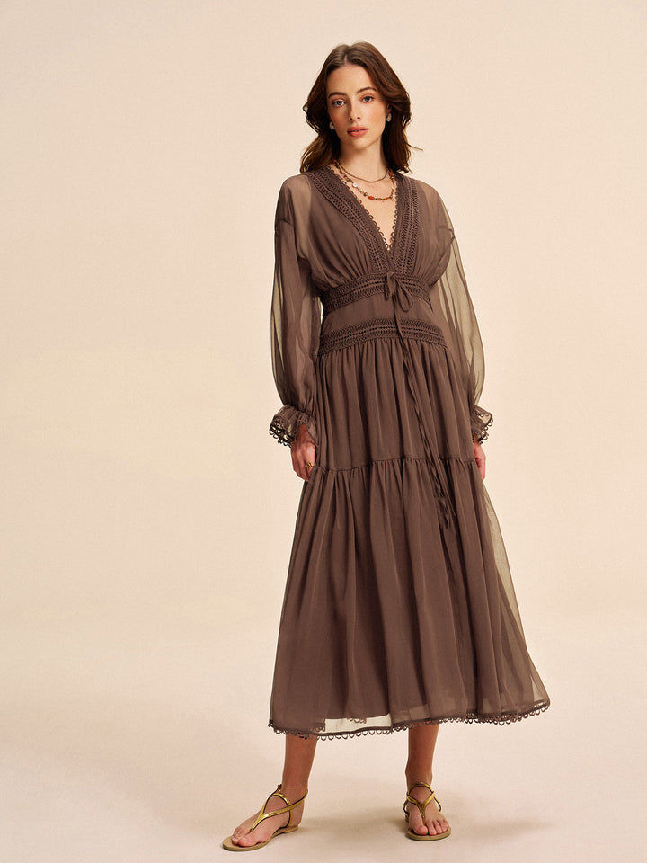 Robe Bohème Semi-Transparente en Mousseline