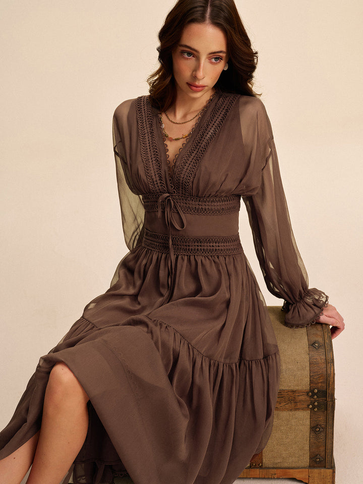 Robe Bohème Semi-Transparente en Mousseline