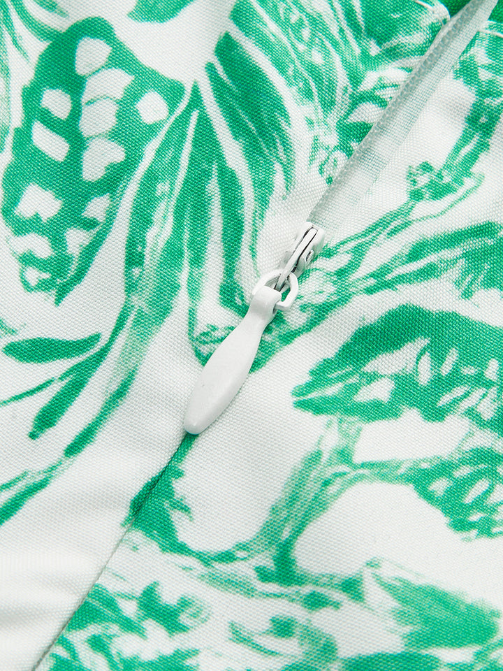 Robe Florale à Liens Contrastés