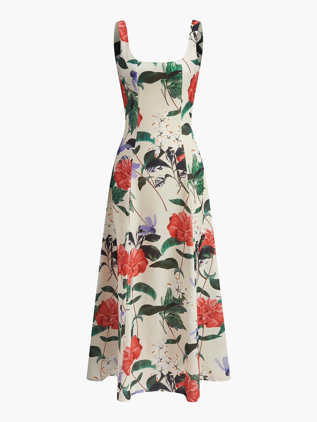 Robe Manches Courtes à Imprimé Floral et Fermeture Éclair