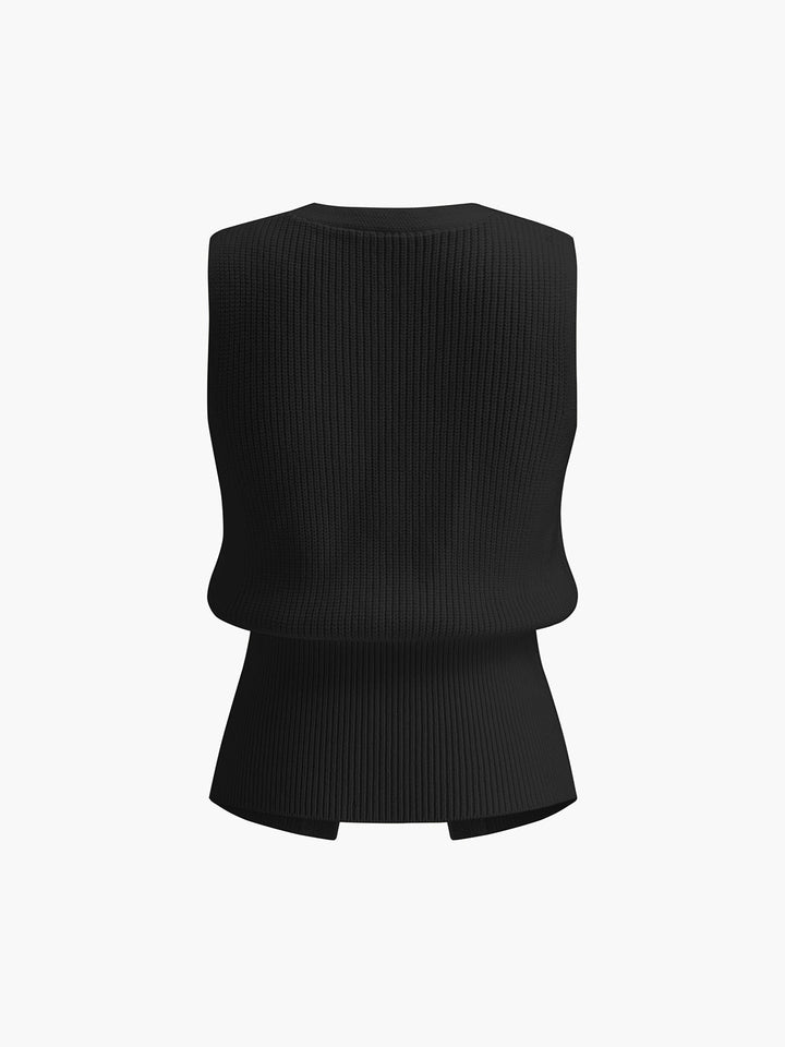 Gilet sans manches côtelé à boucle métallique