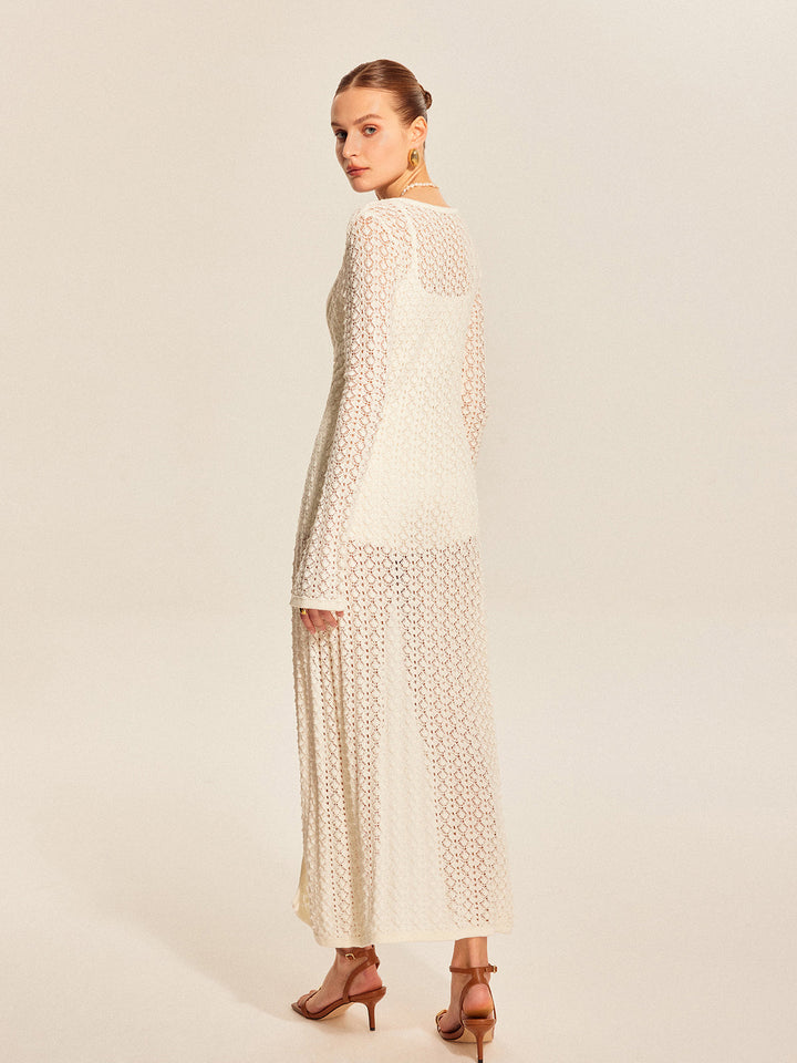 Cardigan en tricot de dentelle avec détails en métal