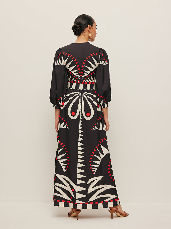Robe Longue Bohème à Col V et Fente