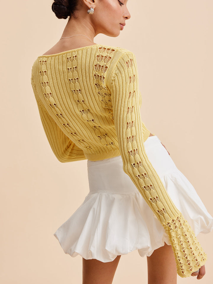 Cardigan en maille crochet à manches cloche