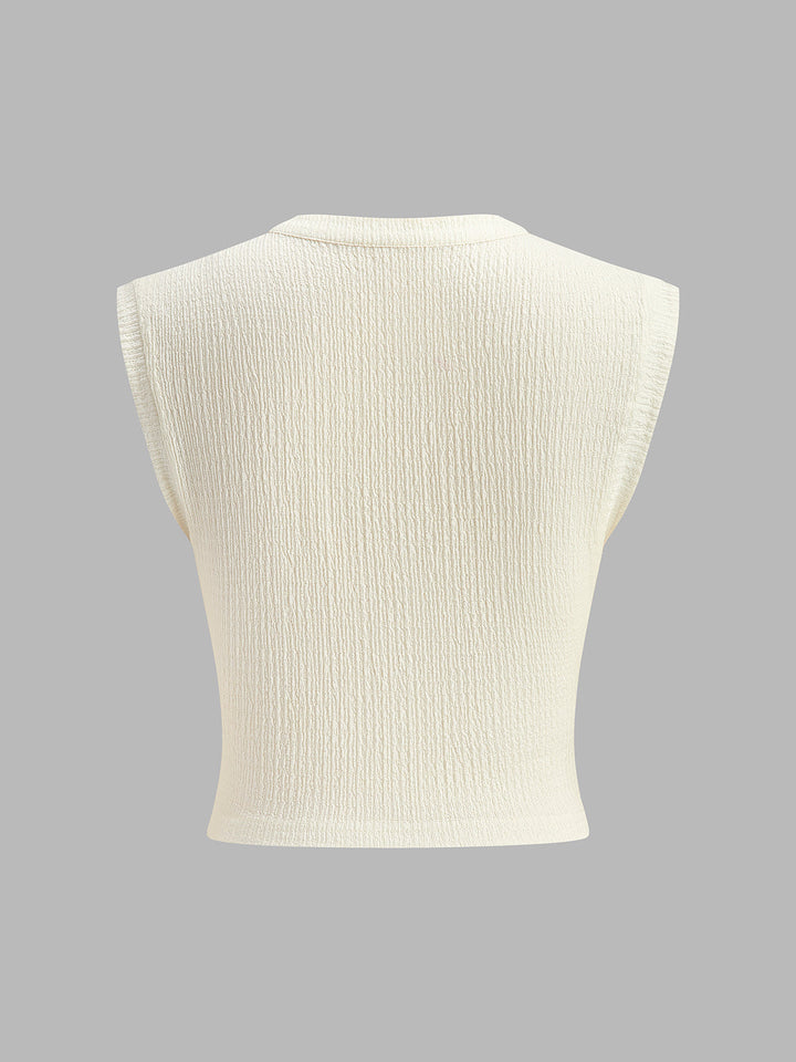 Top Sans Manches à Noeud Devant V-Neck