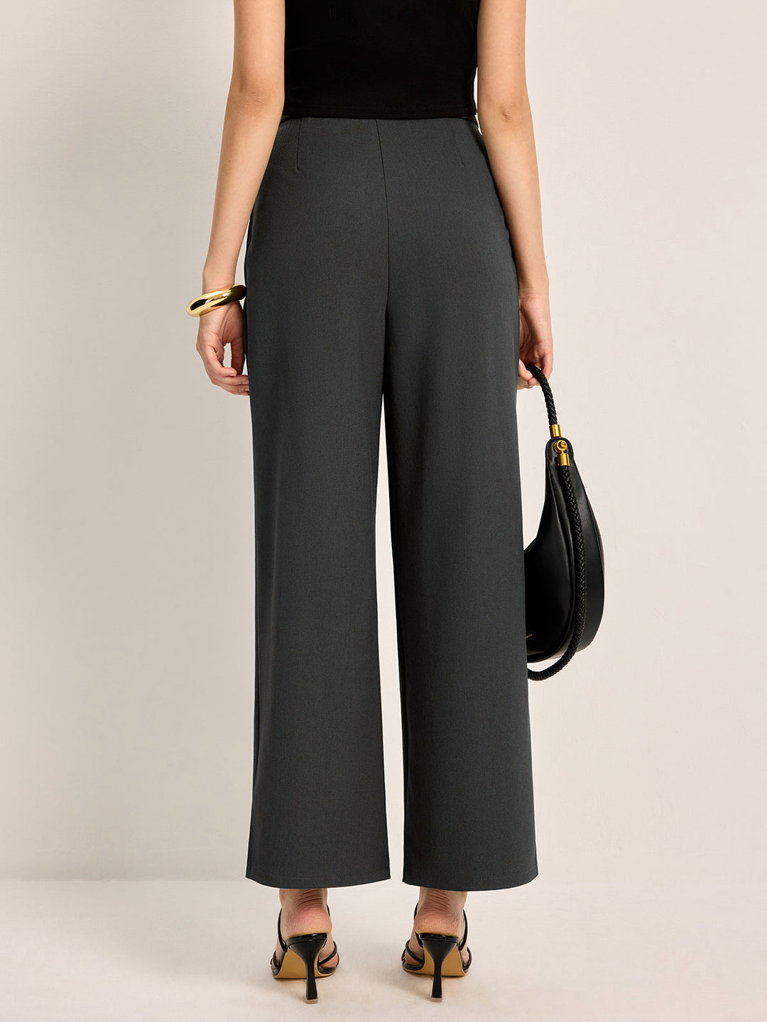 Pantalons à taille mi-haute avec ceinture et poches