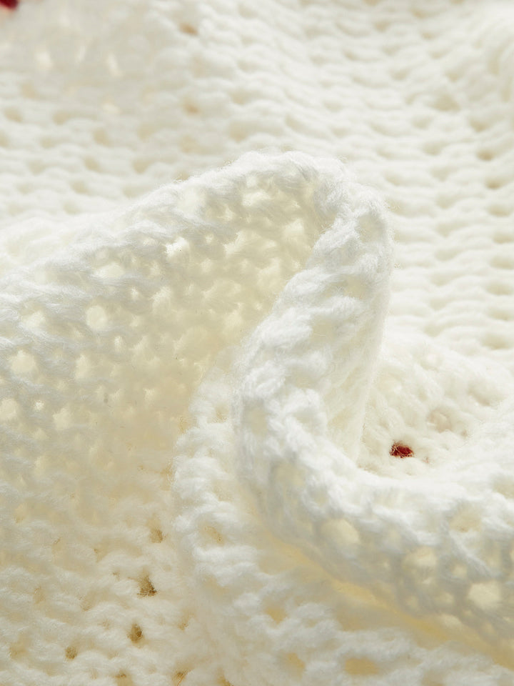 Gilet en crochet contrasté boutonné