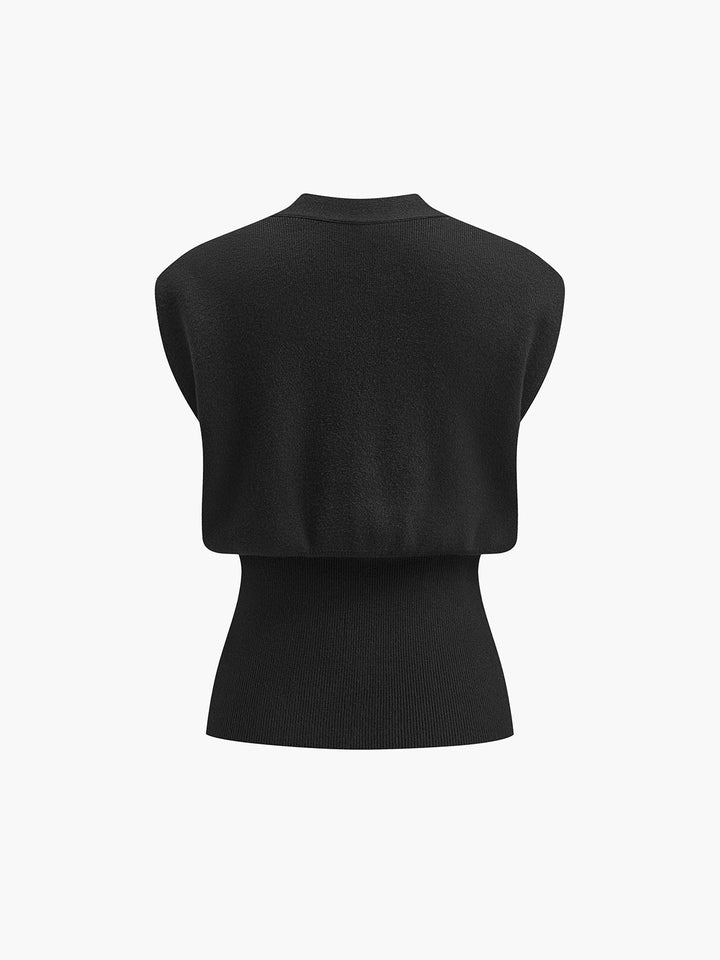 Gilet sans manches à col en V et boutons