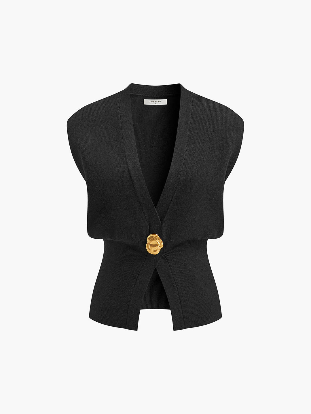Gilet sans manches à col en V et boutons