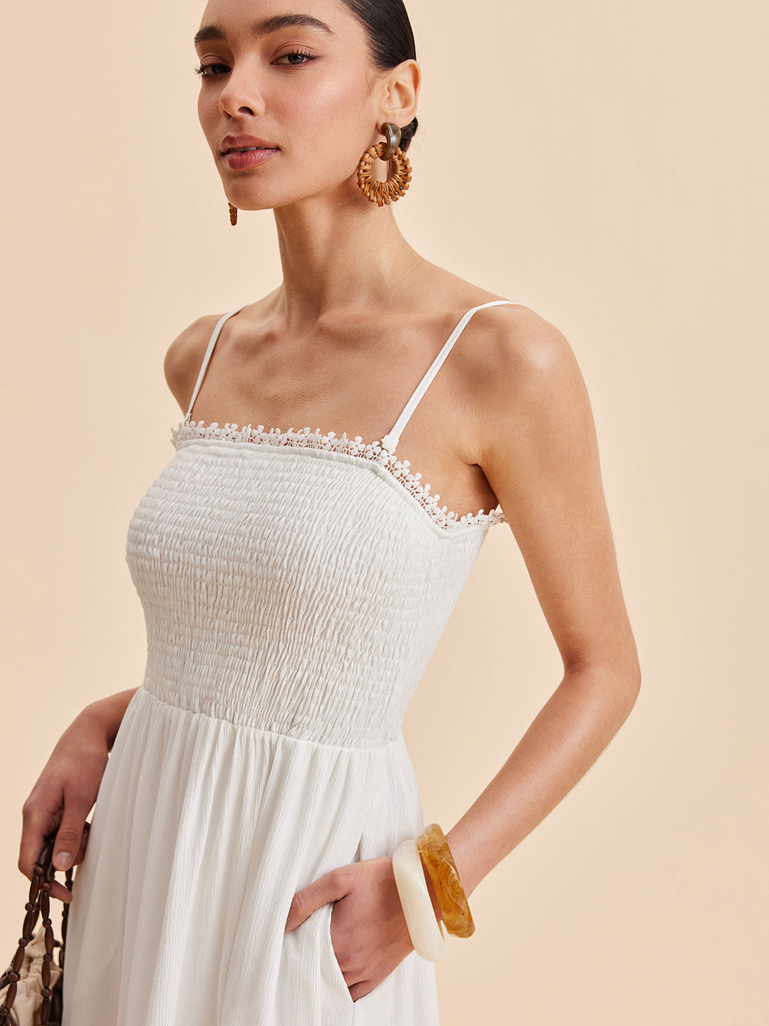 Robe Cami Smockée