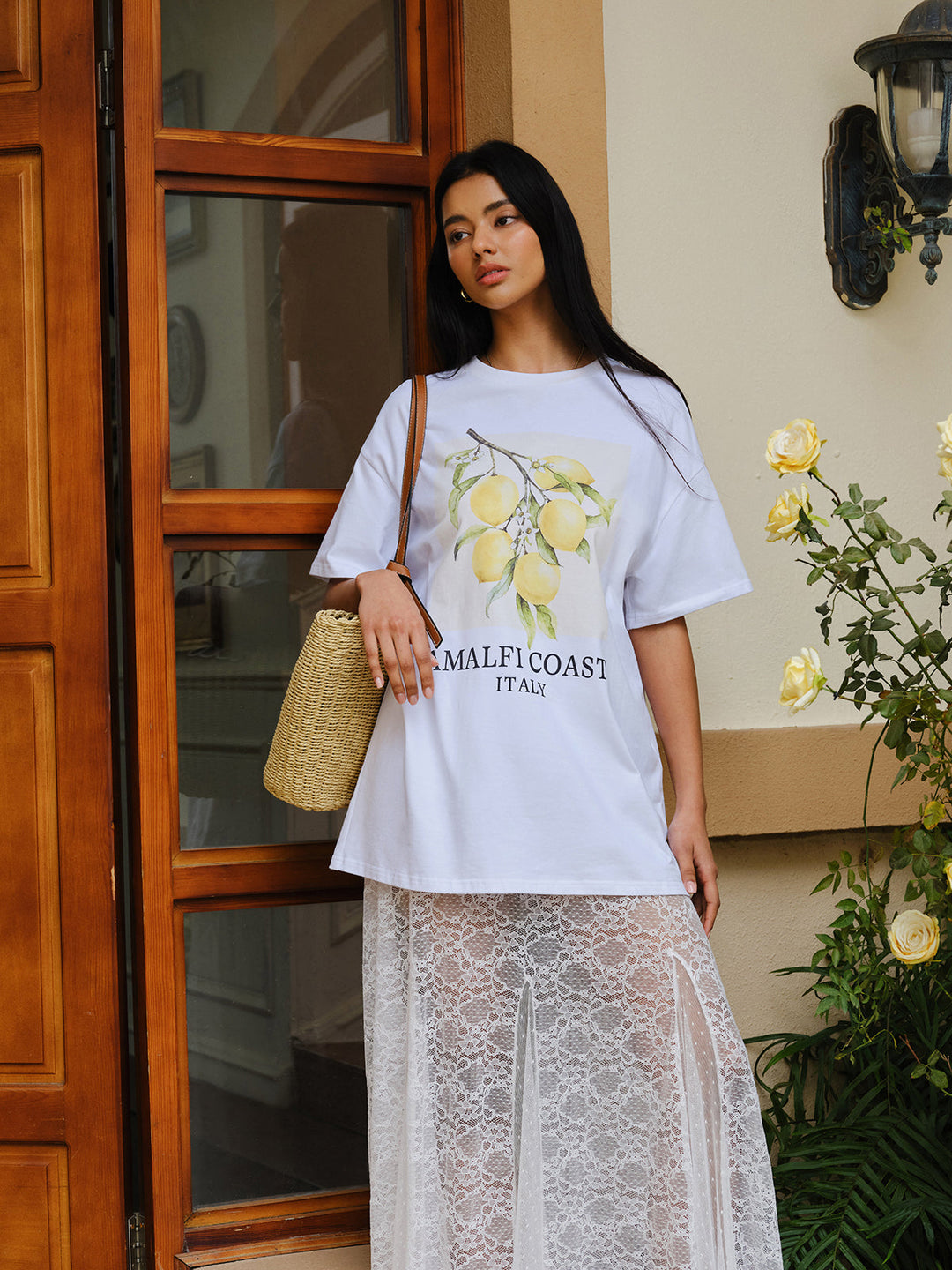 T-Shirt Oversize en Coton Imprimé