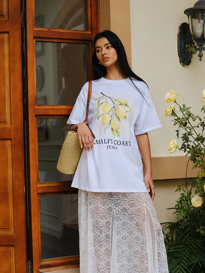 T-Shirt Oversize en Coton Imprimé