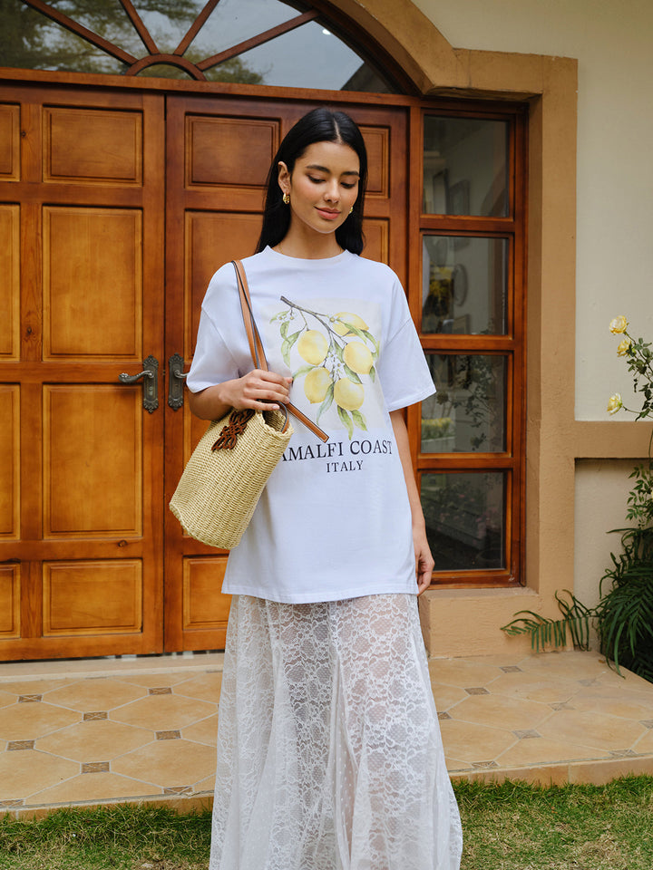 T-Shirt Oversize en Coton Imprimé