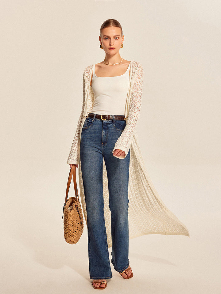 Cardigan en tricot de dentelle avec détails en métal