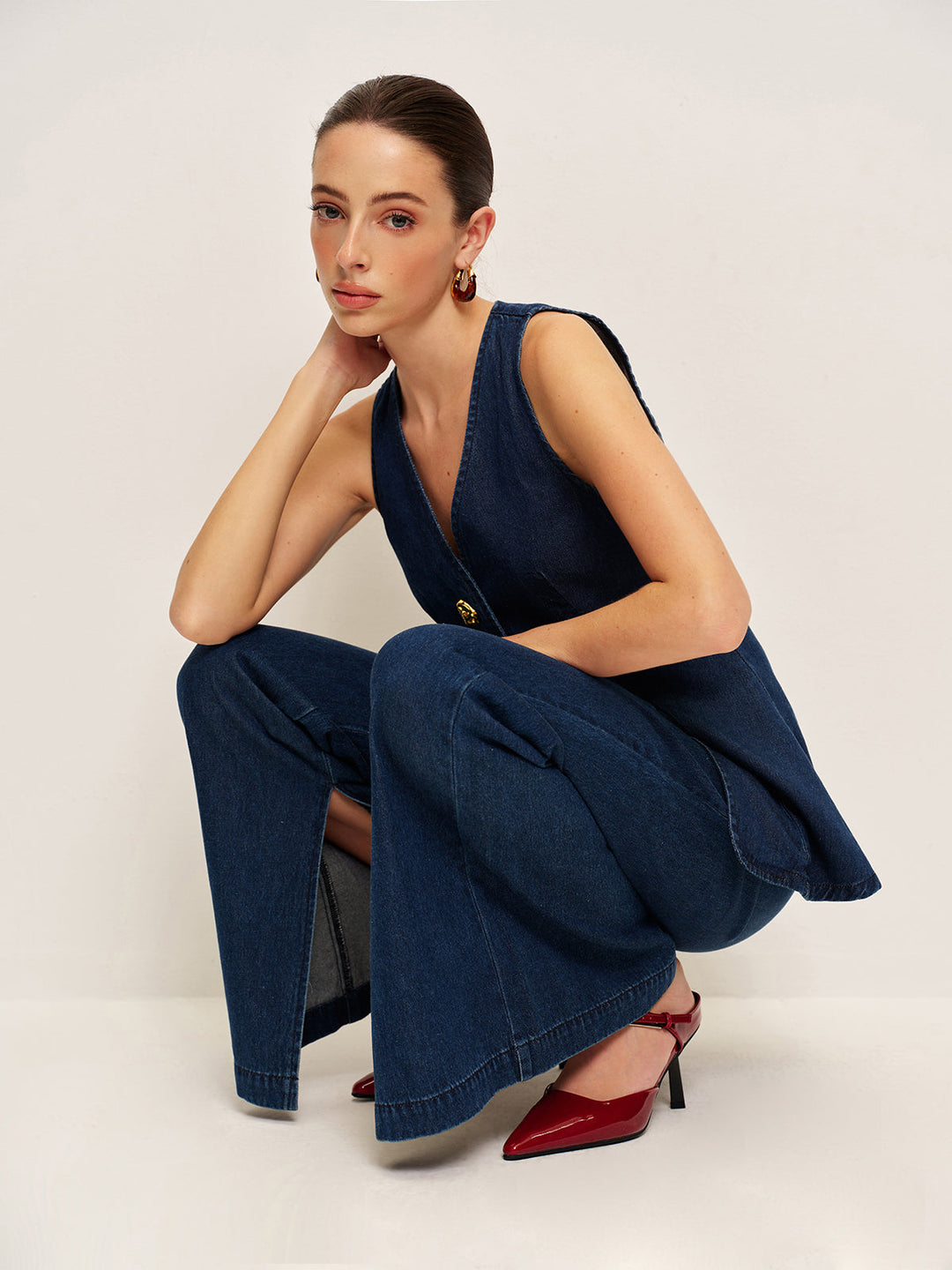 Gilet Bouton Classique en Denim