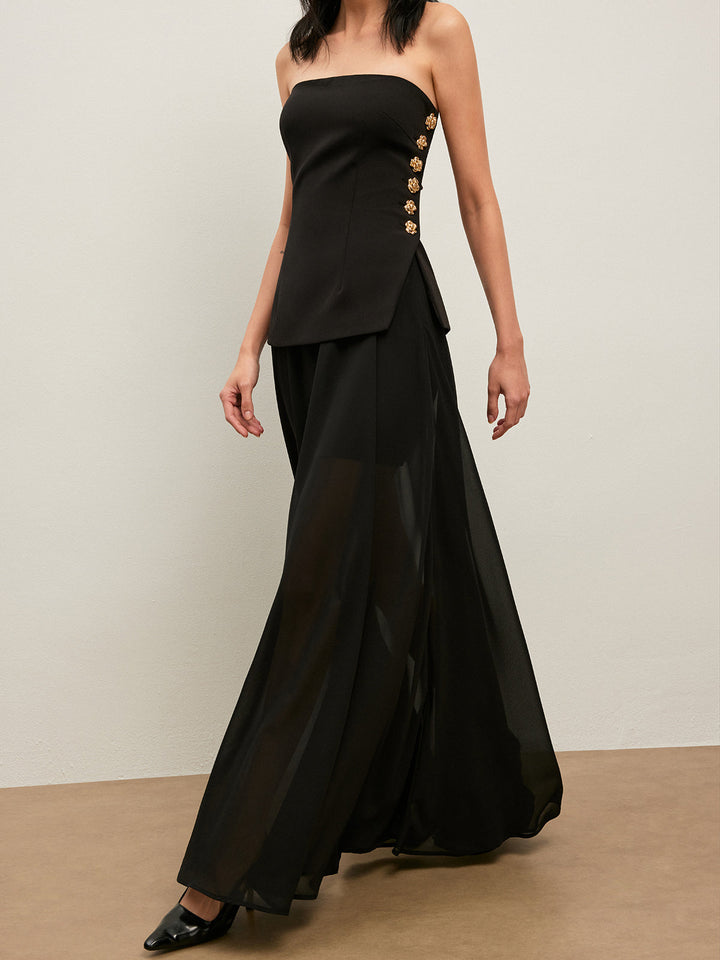 Jupe Longue Semi-Transparente en Mousseline