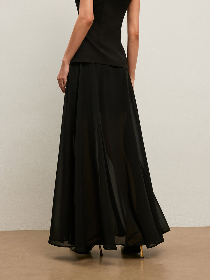 Jupe Longue Semi-Transparente en Mousseline