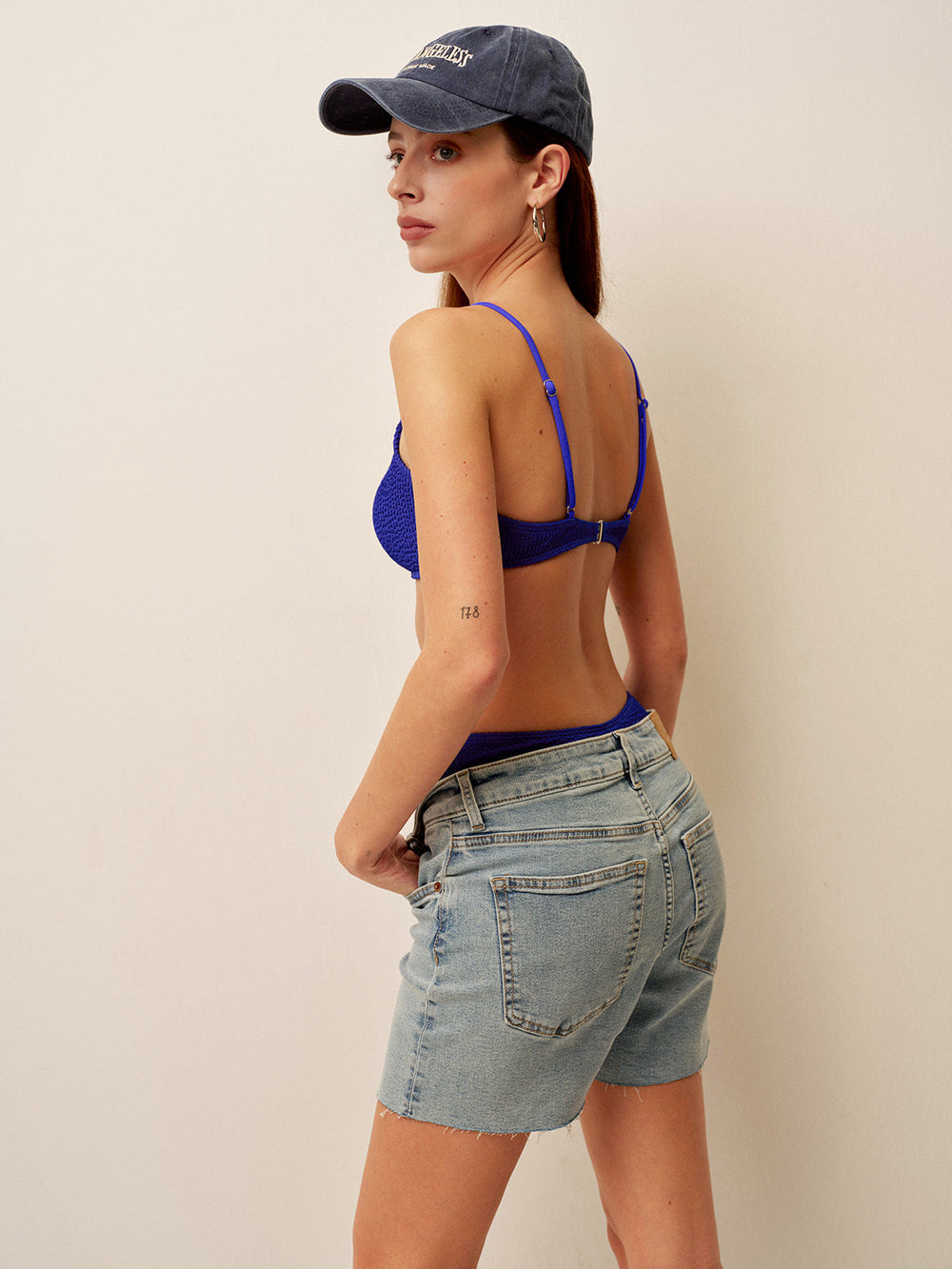 Ensemble de bikini texturé côtelé à taille haute