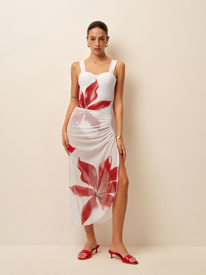 Ensemble une pièce style corset avec couverture drapée