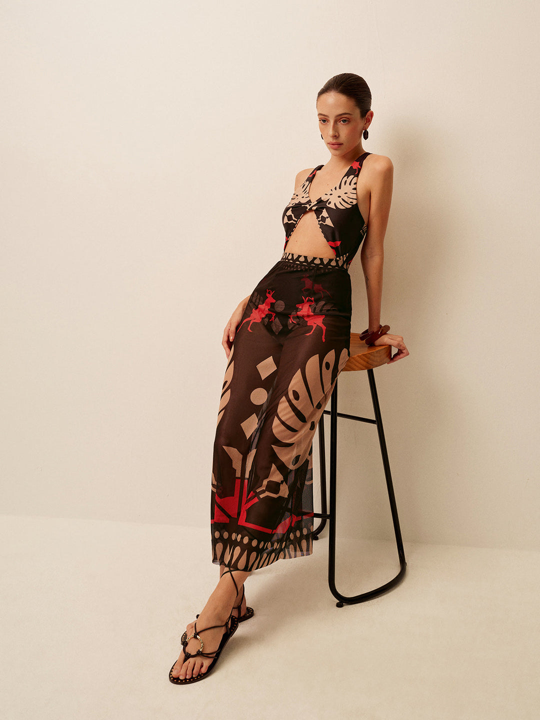 Jupe Sarong Imprimée Transparente