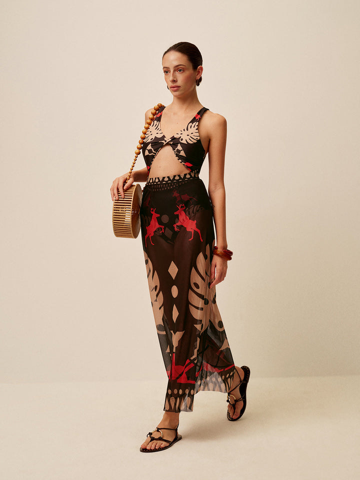 Jupe Sarong Imprimée Transparente