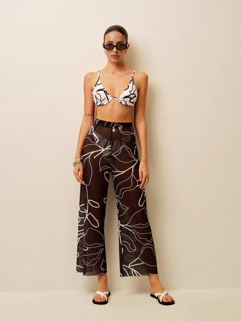 Pantalons amples transparents imprimés