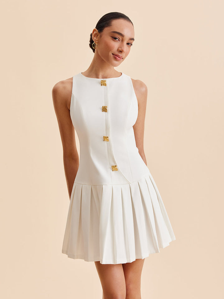 Robe Patineuse à Boutons Métalliques