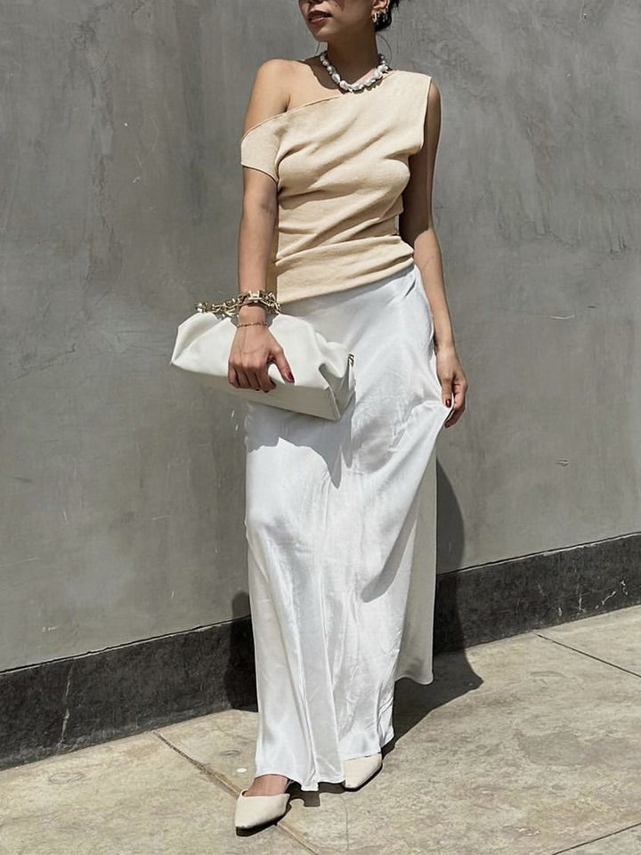 Gilet sans manches asymétrique en maille
