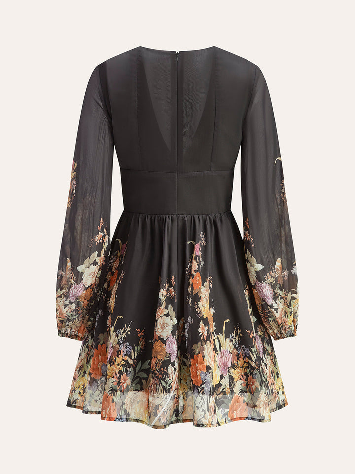 Robe à Volants et à Nouettes Florale