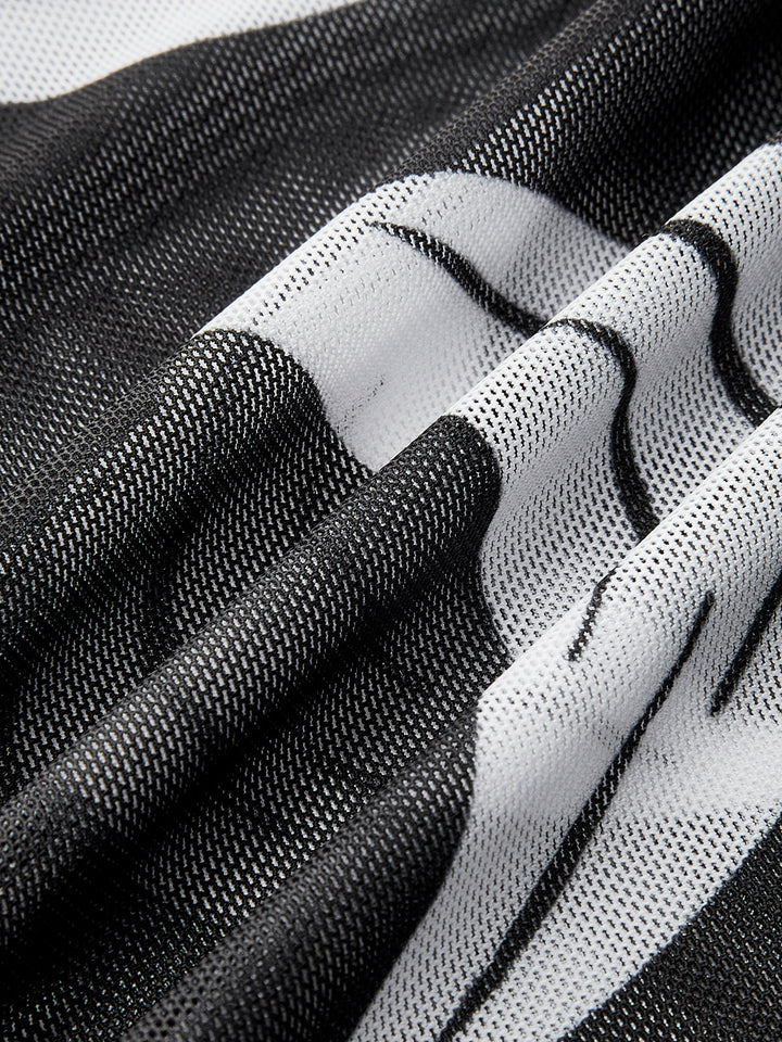 Jupe de plage transparente imprimée en mesh