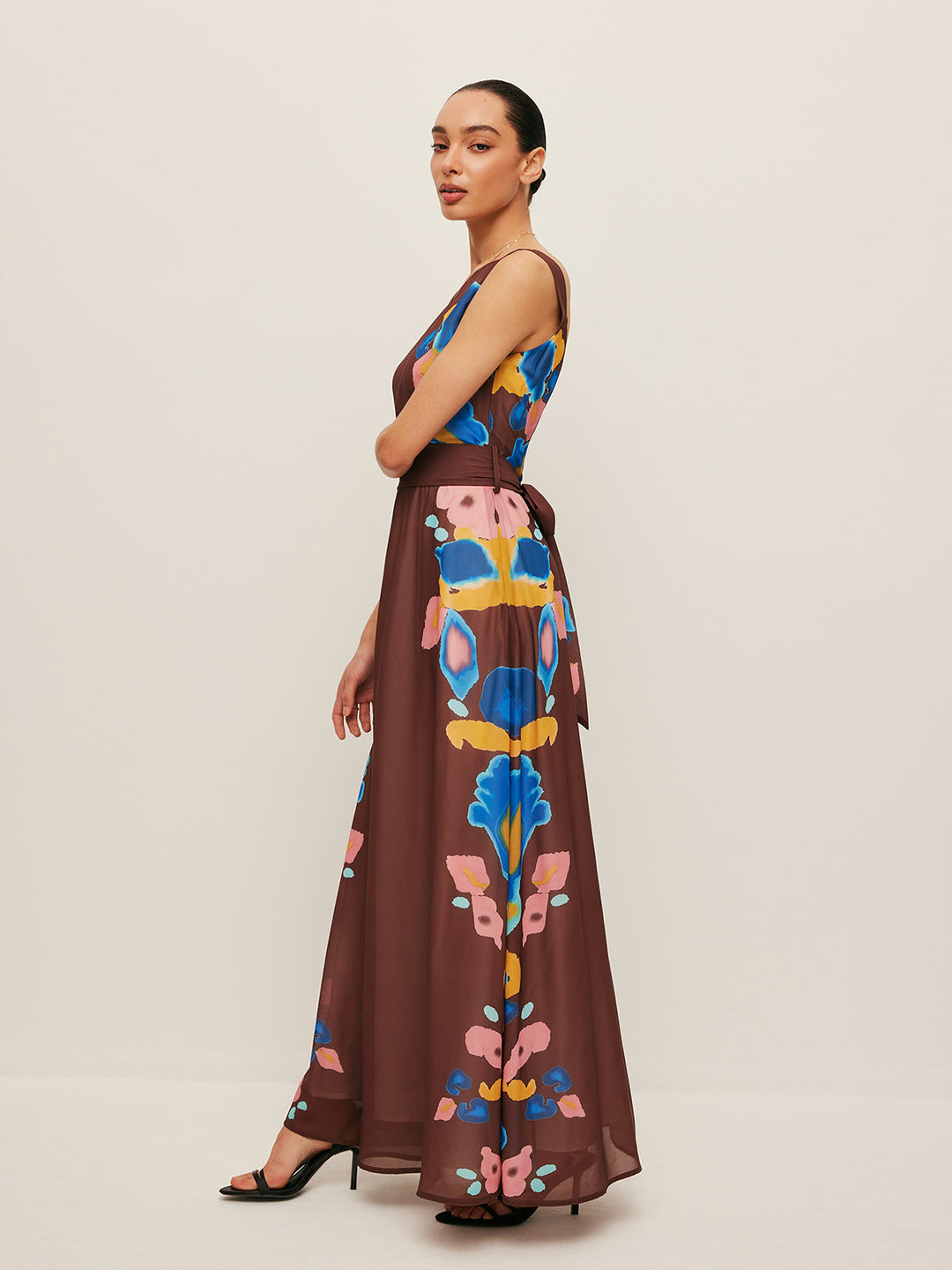 Robe Imprimée à Volants et Détails de Noeud au Dos