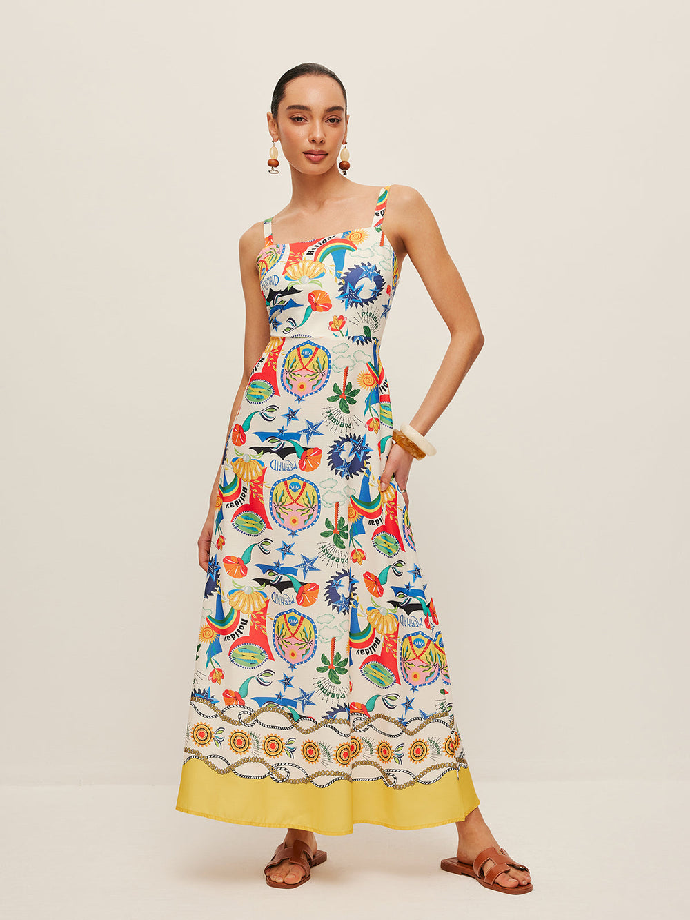 Robe à Bretelles Imprimée Colorée