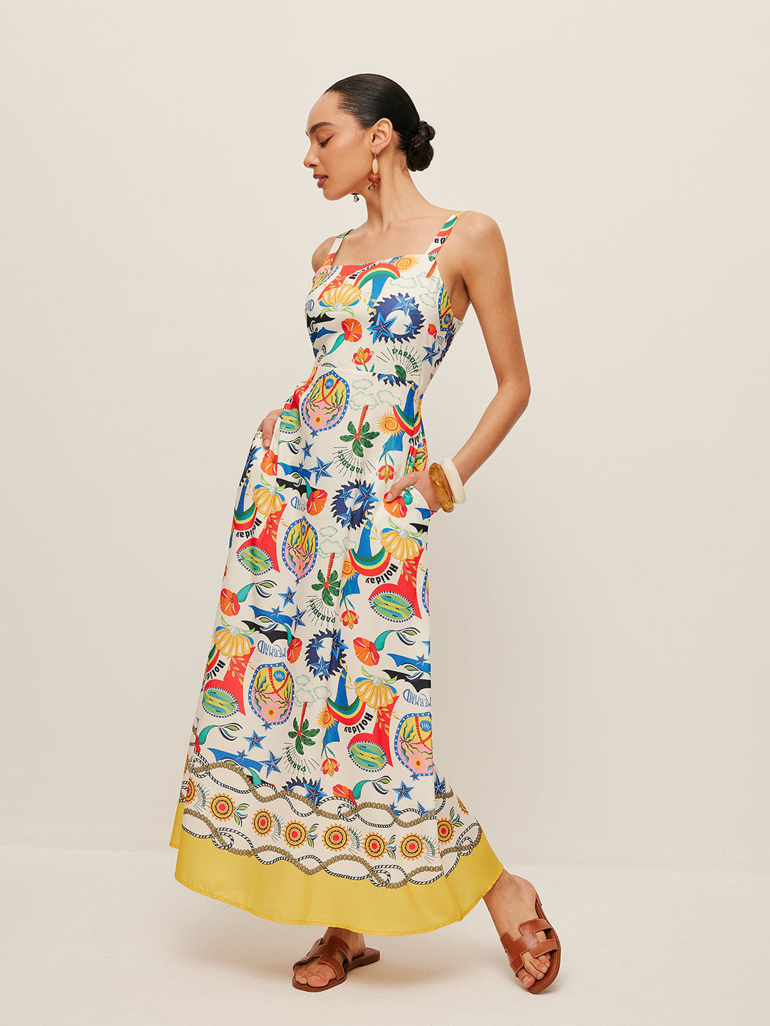 Robe à Bretelles Imprimée Colorée