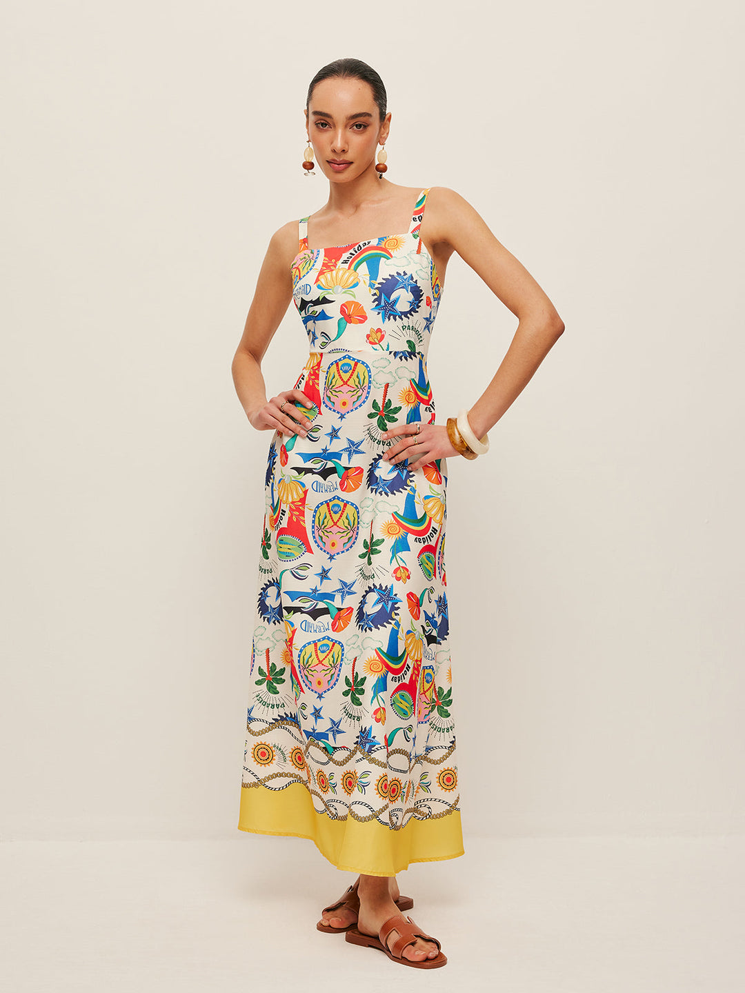 Robe à Bretelles Imprimée Colorée