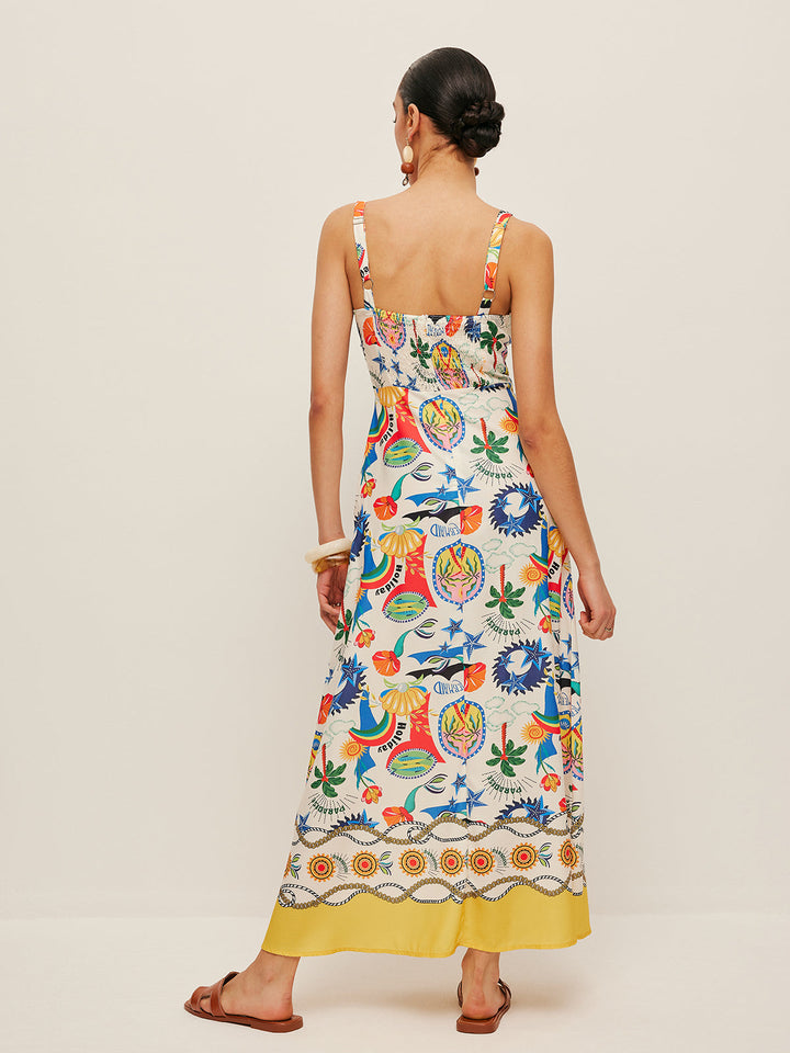 Robe à Bretelles Imprimée Colorée