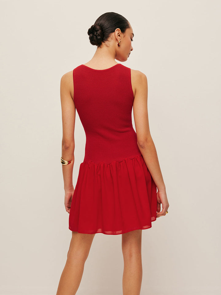 Robe sans manches en tricot et mousseline