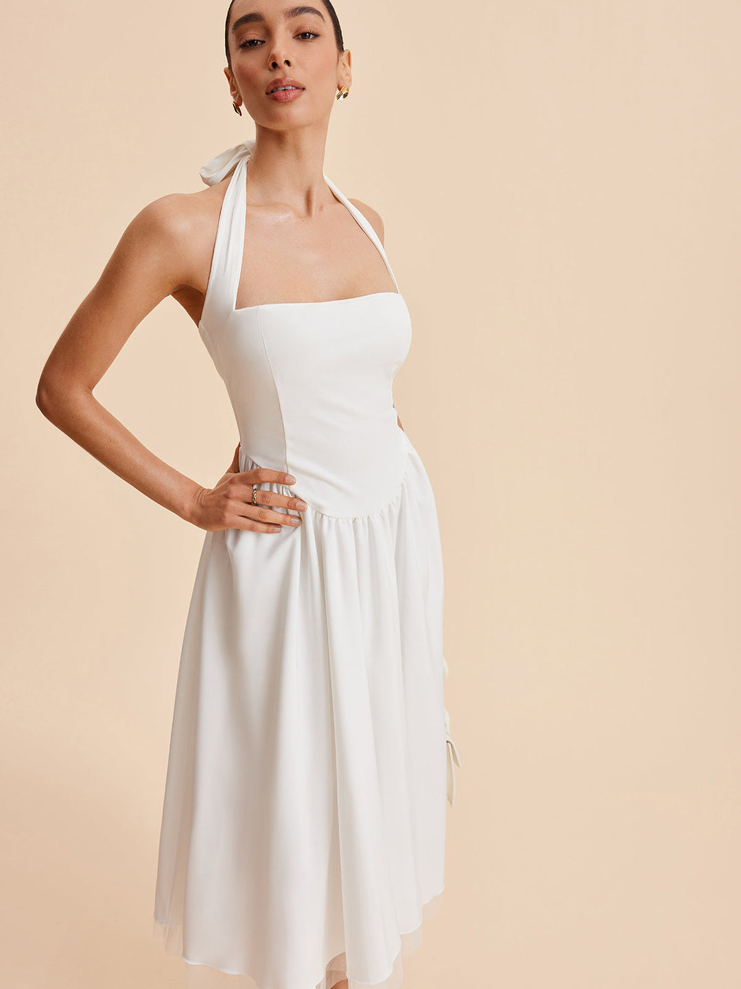 Robe Longue Dos Nu à Fermeture Éclair Sans Manches