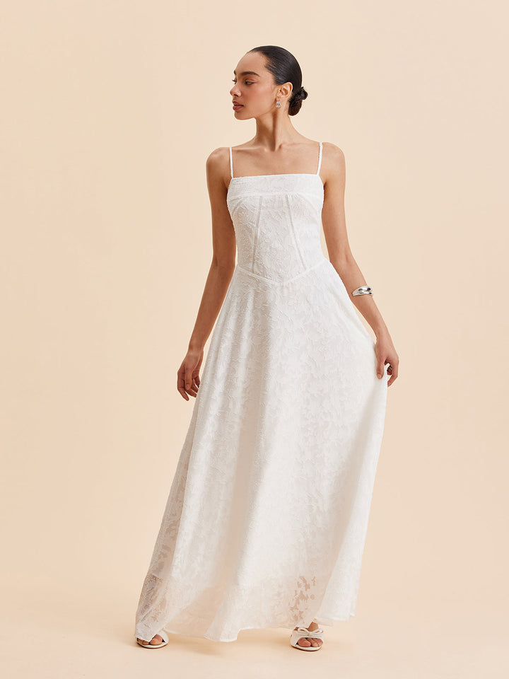 Robe en dentelle florale en mousseline