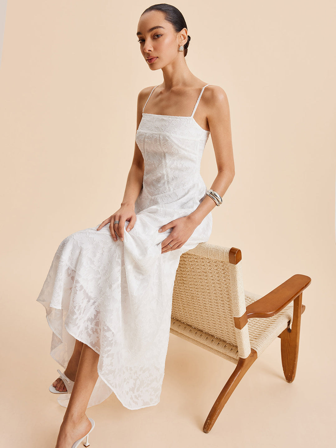 Robe en dentelle florale en mousseline