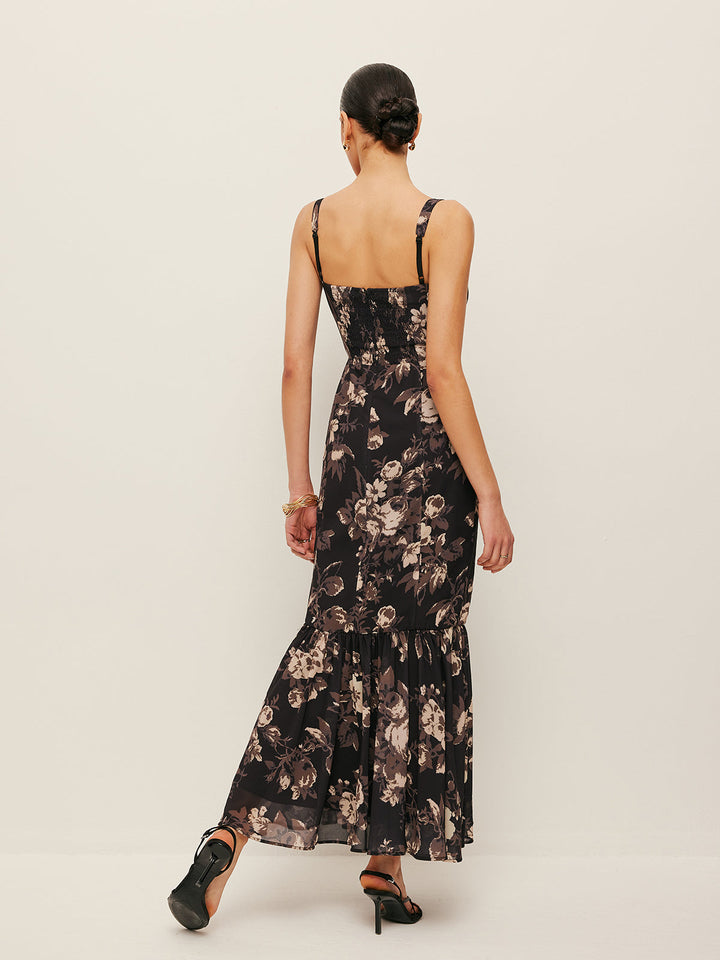Robe Longue à Volants Floraux