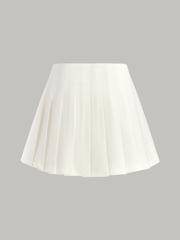 Jupe plissée à taille mi-haute