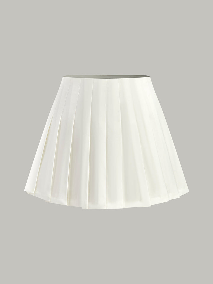Jupe plissée à taille mi-haute