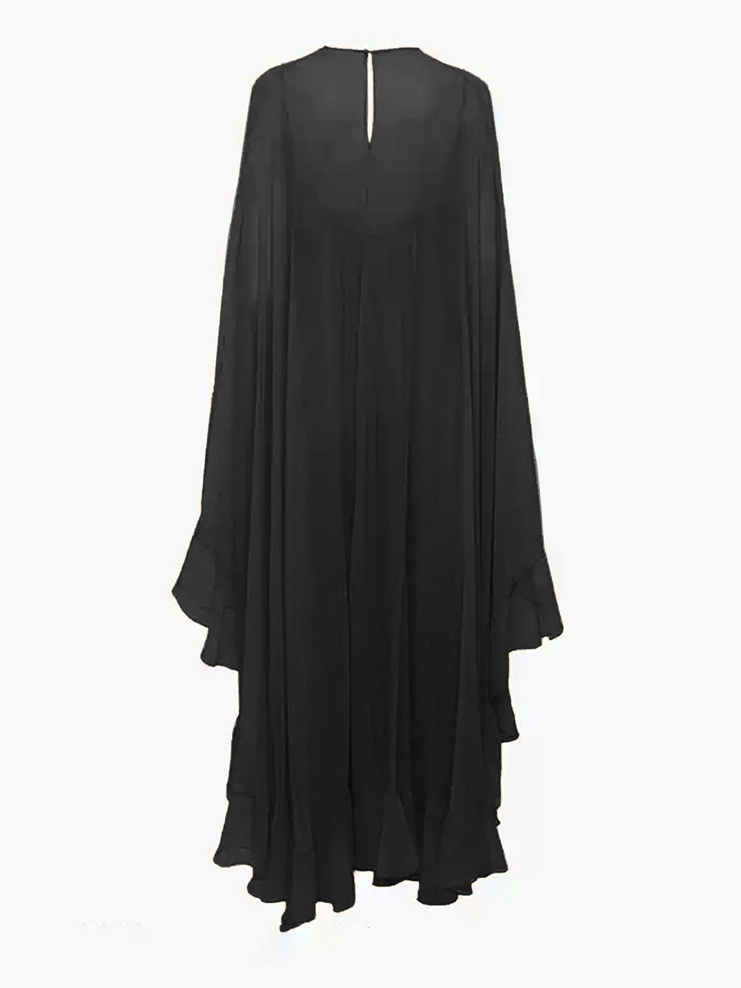 Robe Mi-Transparente en Mousseline Superposée avec Cape