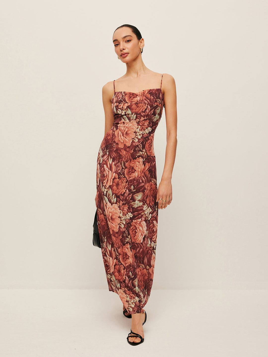 Robe Cami en Mousseline Florale Semi-Transparente