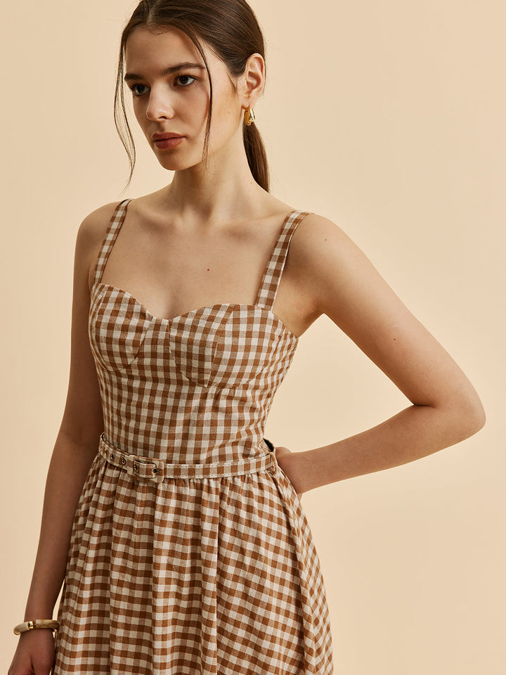 Robe Patineuse Ceinturée Vichy