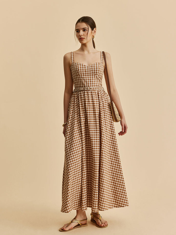 Robe Patineuse Ceinturée Vichy