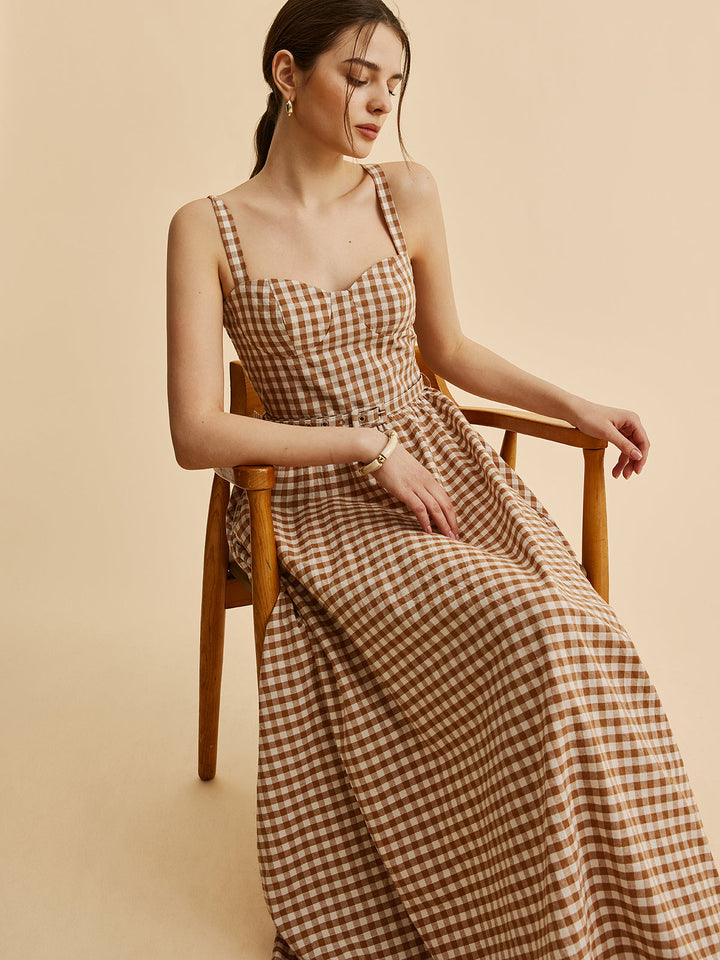 Robe Patineuse Ceinturée Vichy