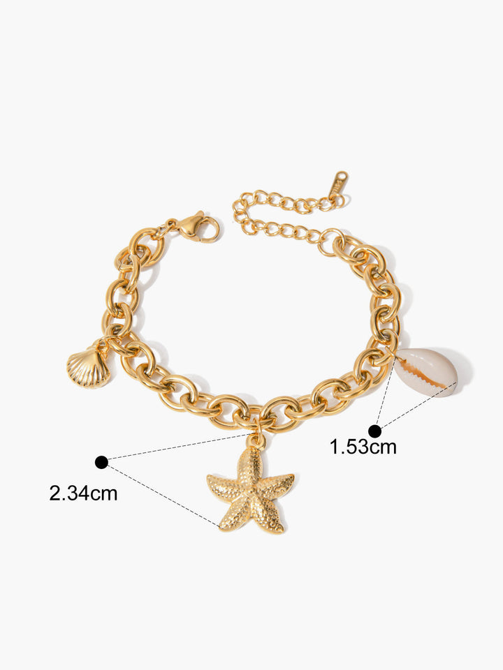 Bracelet Jonc Doré avec Breloque Coquillage