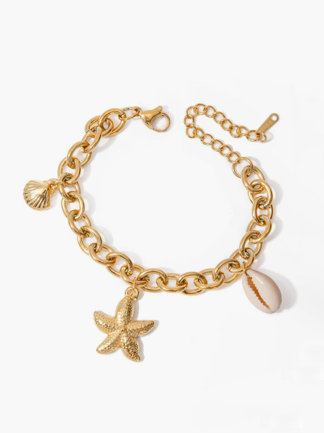 Bracelet Jonc Doré avec Breloque Coquillage